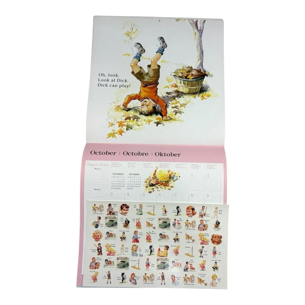 2004‎ Fun with Dick and Jane 16-Month Wall Calendar w/ Stickers Vintage